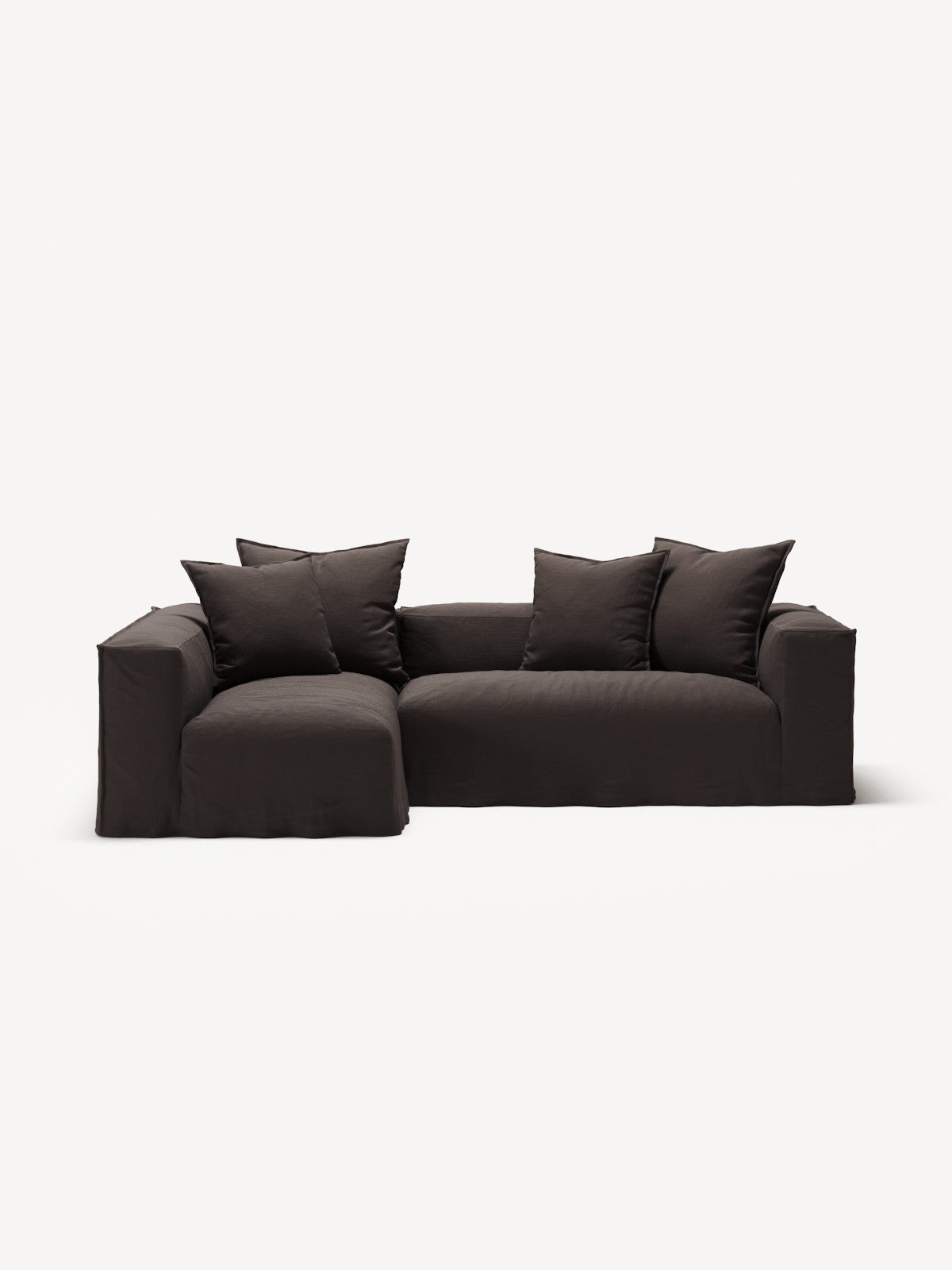 NOMAD - 3 Seater with Chaise Lounge - Left - Pure Linen Truffle Brown