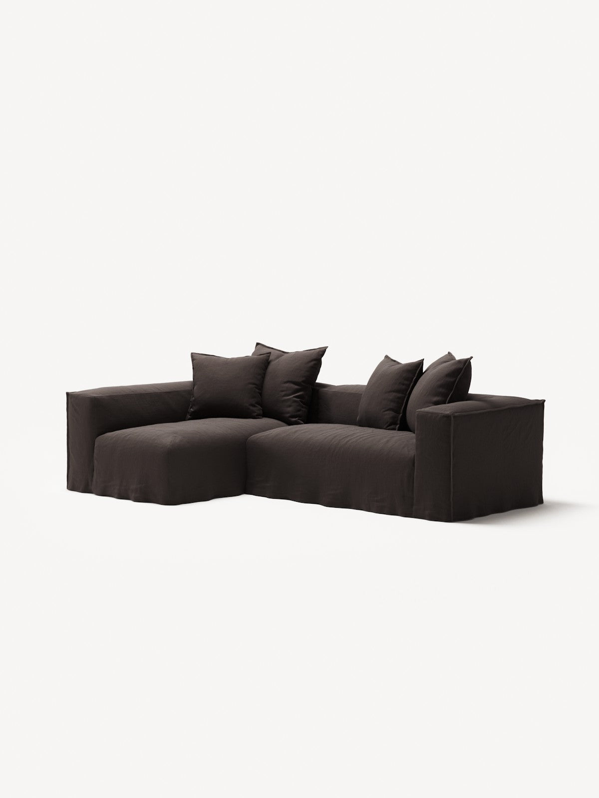 NOMAD - 3 Seater with Chaise Lounge - Left - Pure Linen Truffle Brown