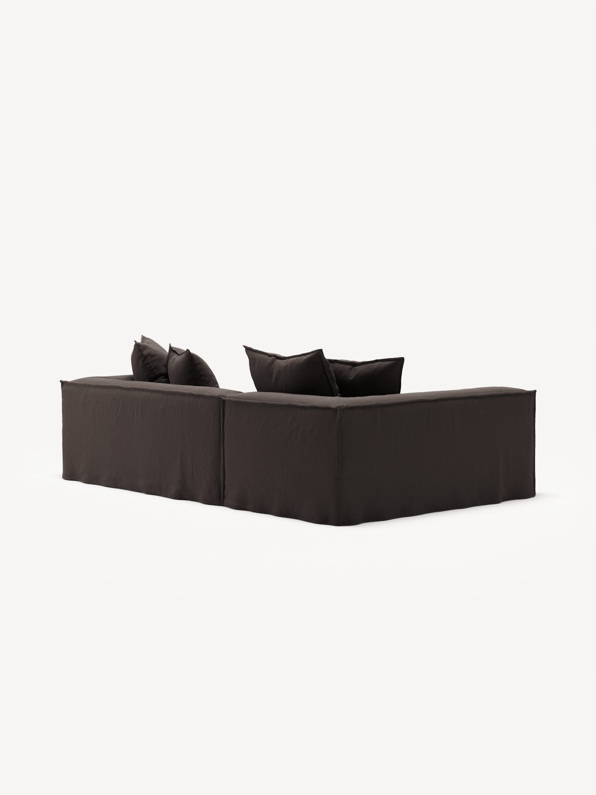 NOMAD - 3 Seater with Chaise Lounge - Left - Pure Linen Truffle Brown