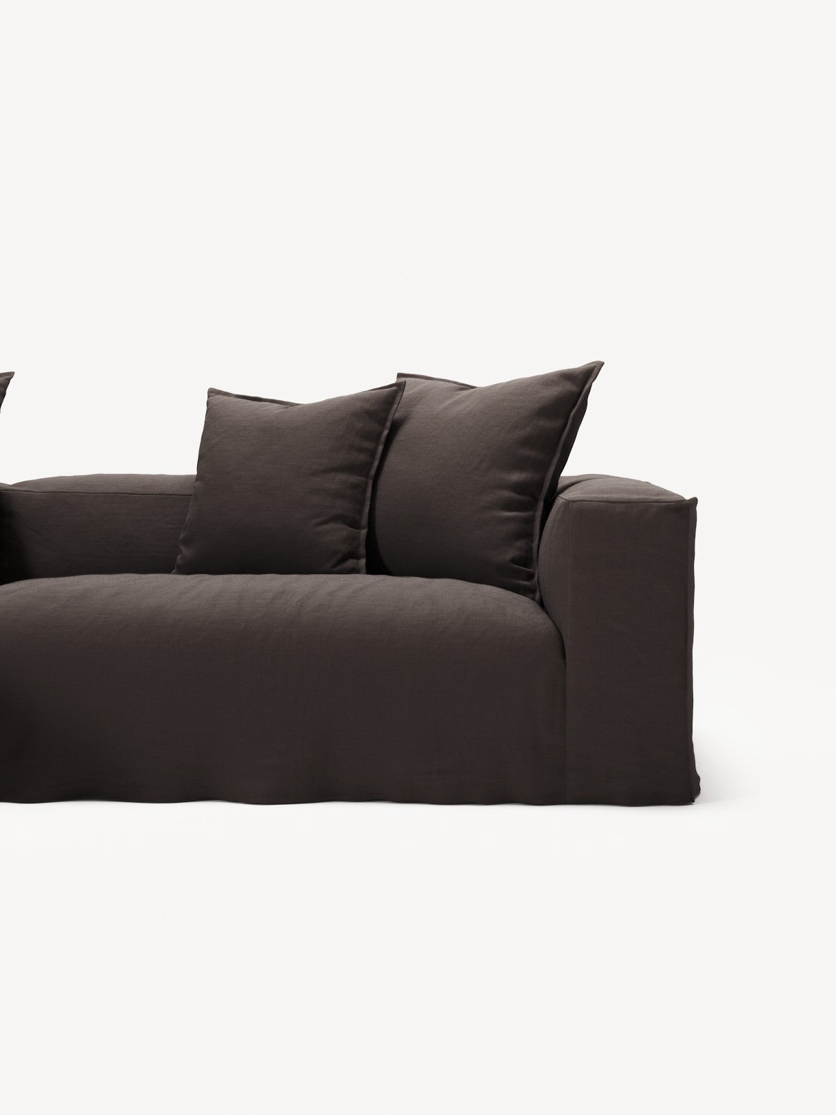 NOMAD - 3 Seater with Chaise Lounge - Left - Pure Linen Truffle Brown