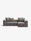 NOMAD - 3 Seater with Chaise Lounge - Right - Chenille Jacquard Zebra Black White