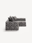 NOMAD - 3 Seater with Chaise Lounge - Right - Chenille Jacquard Zebra Black White