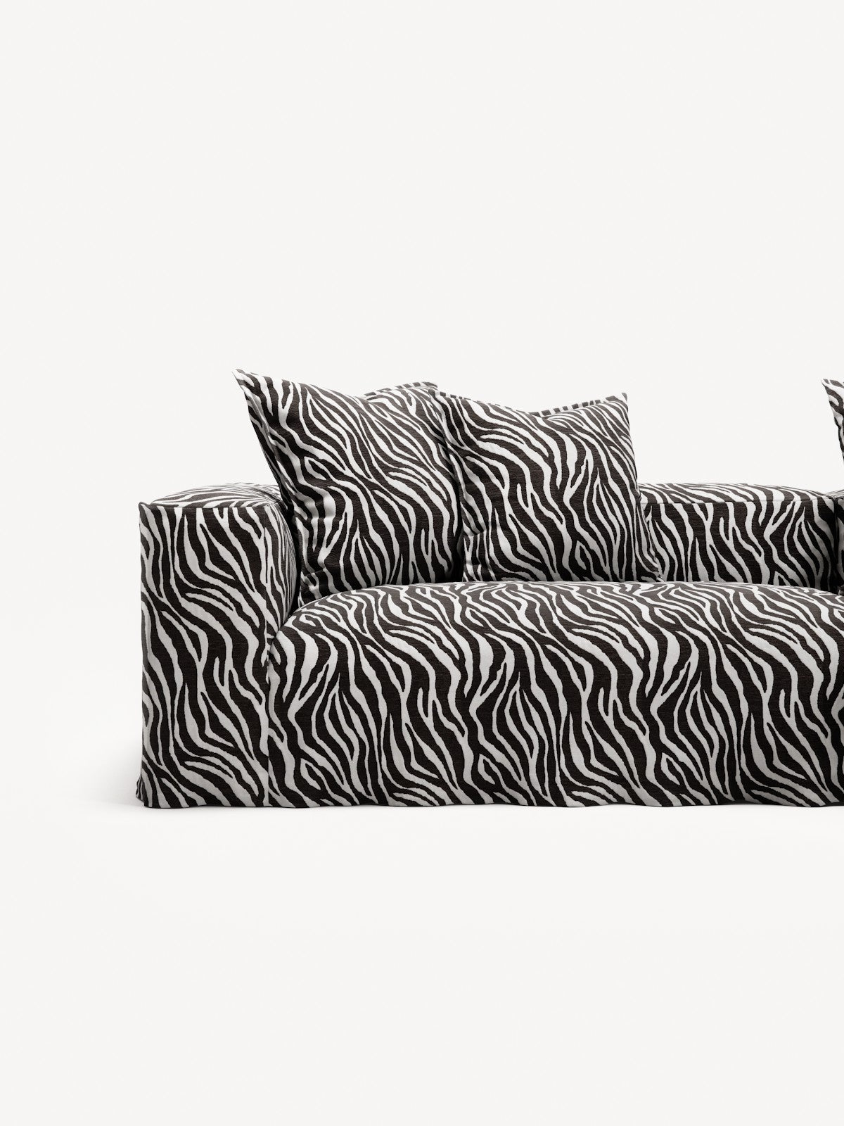NOMAD - 3 Seater with Chaise Lounge - Right - Chenille Jacquard Zebra Black White