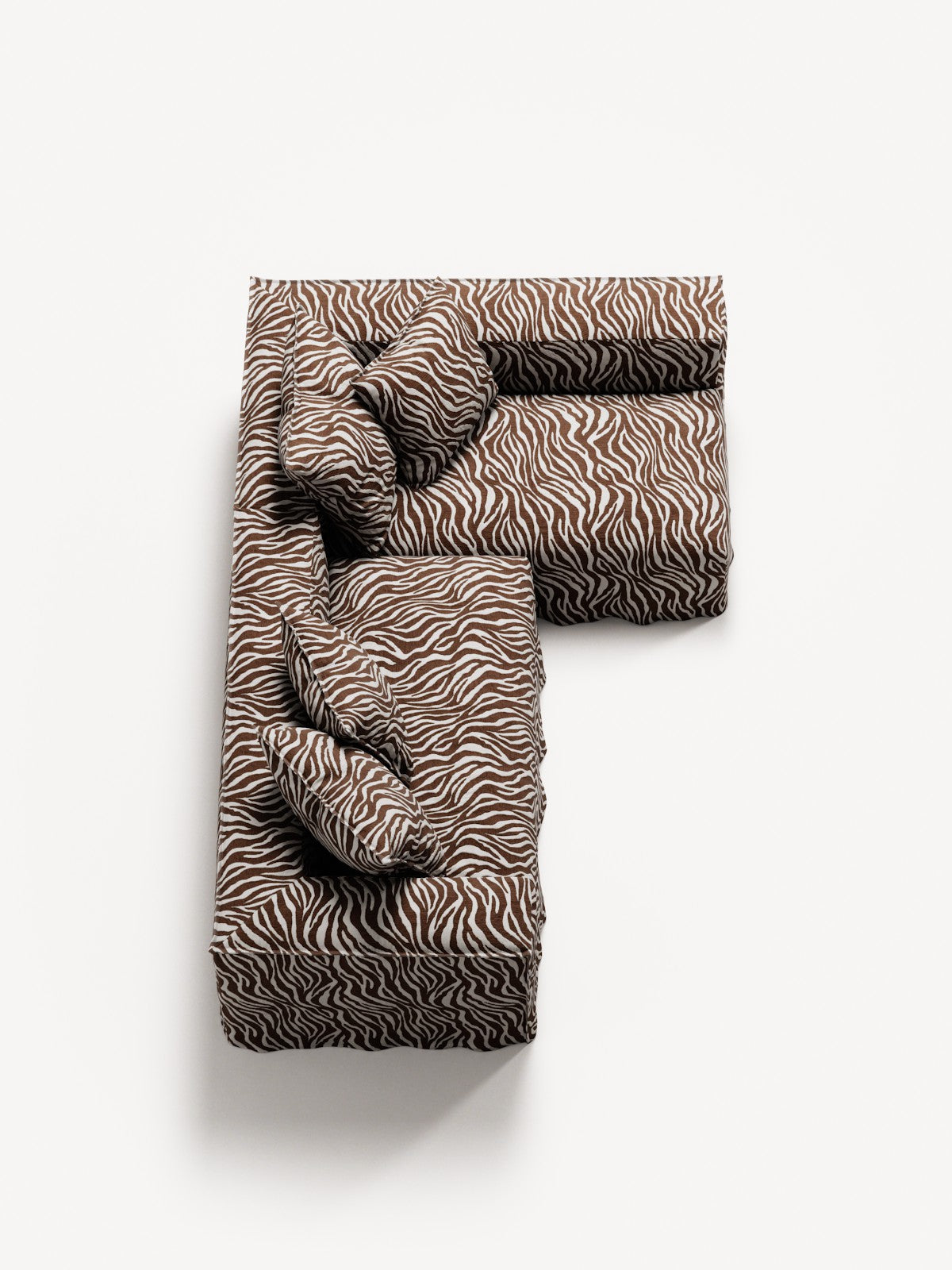 NOMAD - 3 Seater with Chaise Lounge - Right - Chenille Jacquard Zebra Brown White