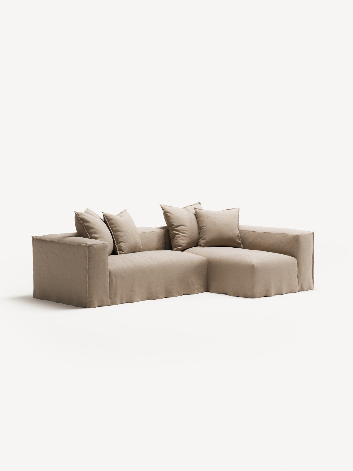 NOMAD - 3 Seater with Chaise Lounge - Right - Brushed Cotton Sandy Beige