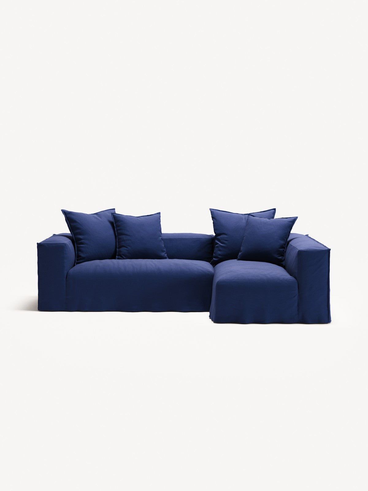 NOMAD - 3 Seater with Chaise Lounge - Right - Brushed Cotton Dark Blue