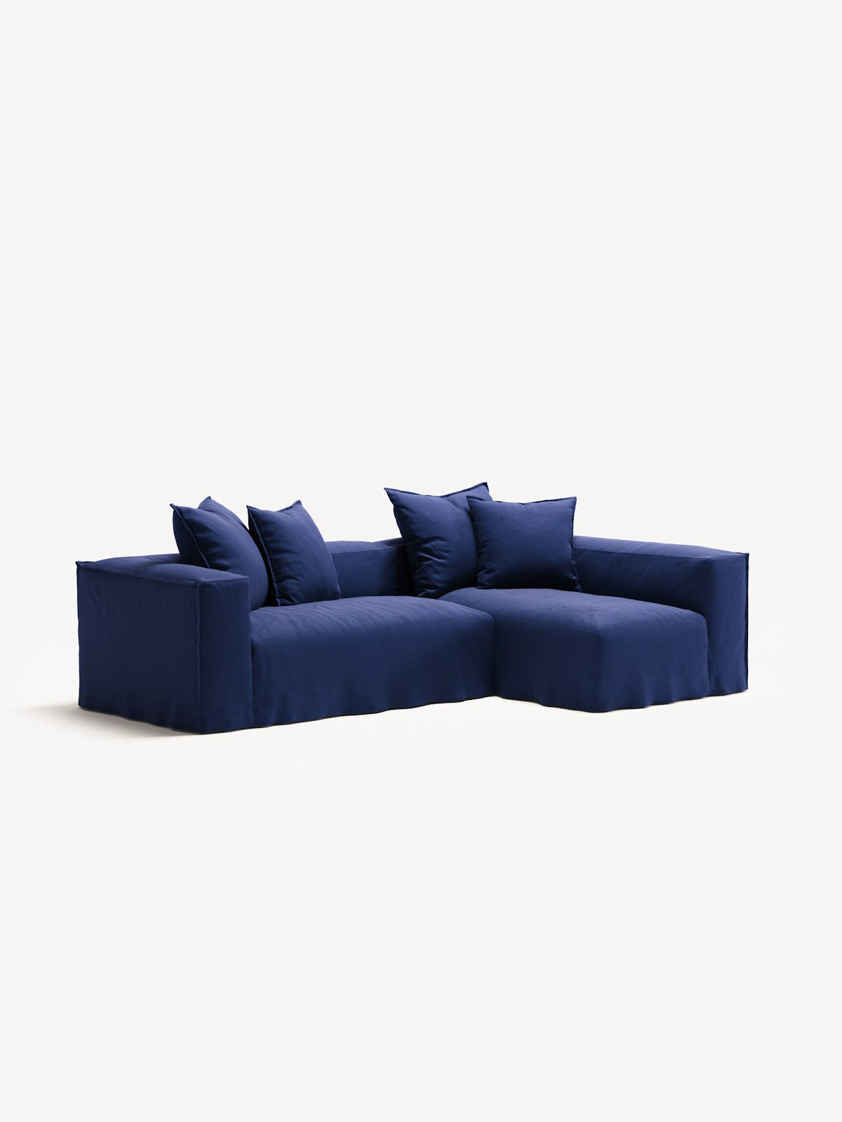 NOMAD - 3 Seater with Chaise Lounge - Right - Brushed Cotton Dark Blue