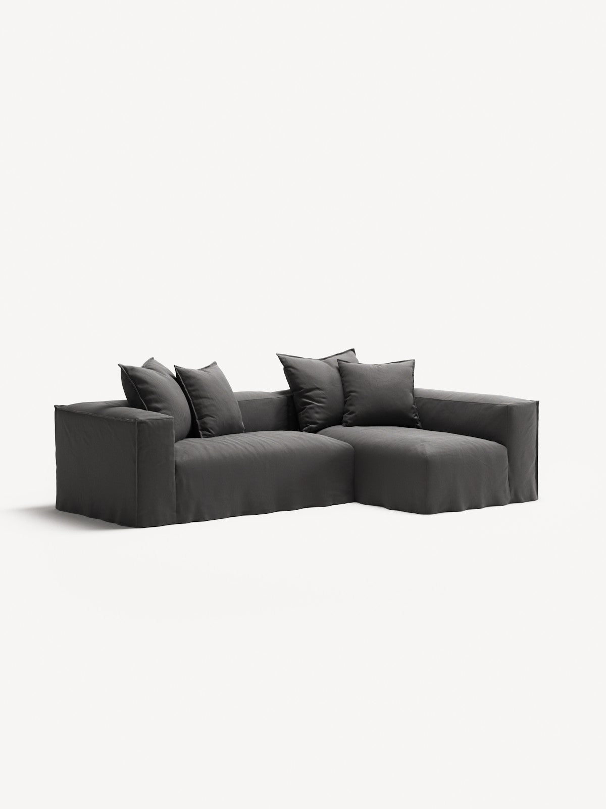 NOMAD - 3 Seater with Chaise Lounge - Right - Brushed Cotton Dark Gray