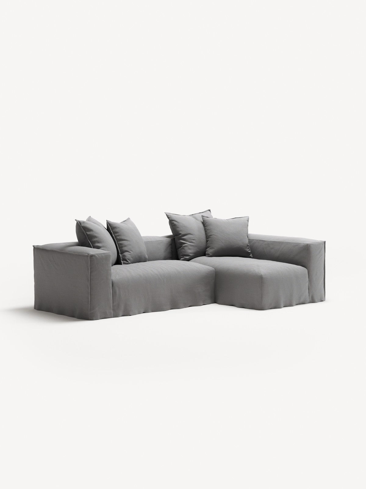 NOMAD - 3 Seater with Chaise Lounge - Right - Brushed Cotton Light Gray