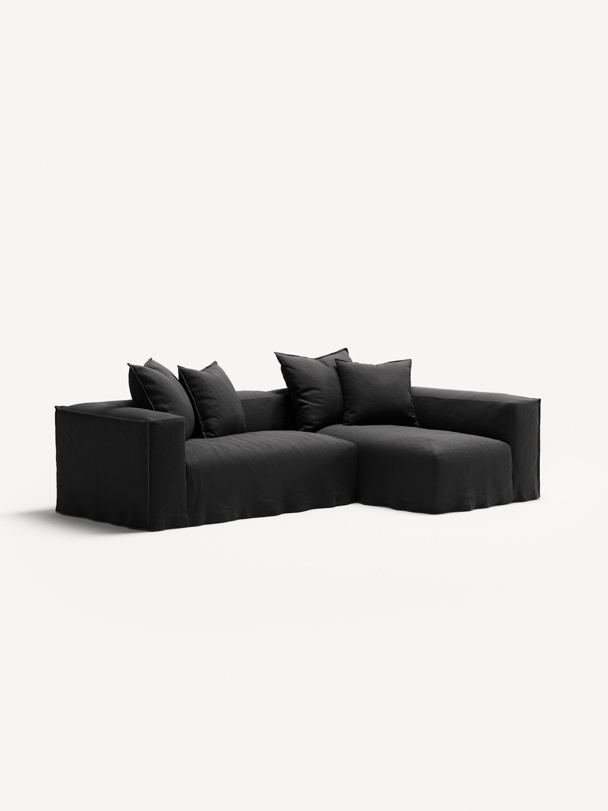 NOMAD - 3 Seater with Chaise Lounge - Right - Pure Linen Dark Charcoal