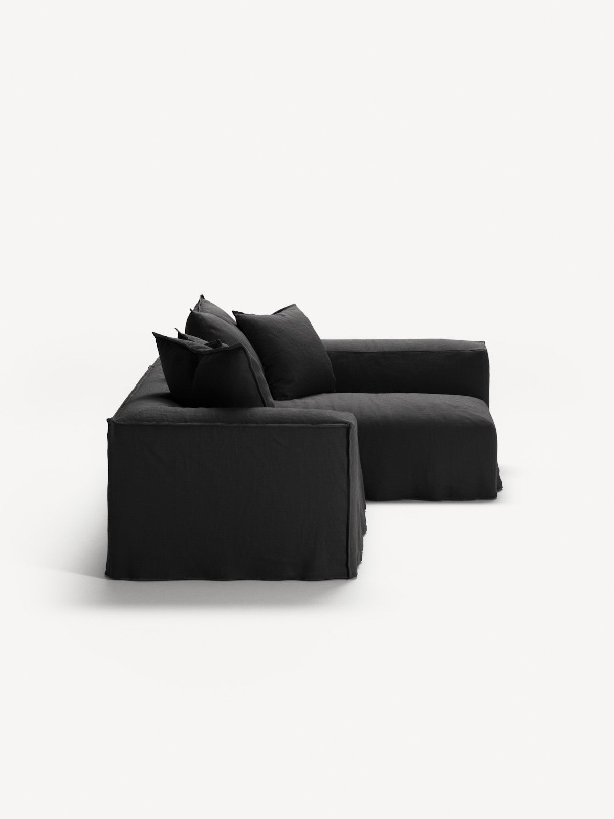 NOMAD - 3 Seater with Chaise Lounge - Right - Pure Linen Dark Charcoal