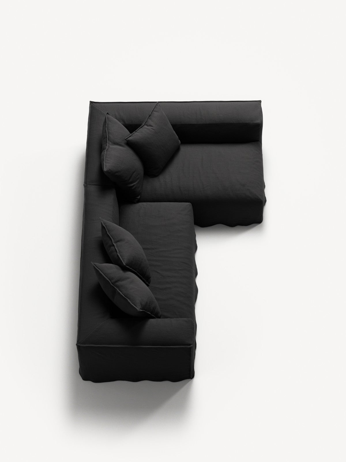 NOMAD - 3 Seater with Chaise Lounge - Right - Pure Linen Dark Charcoal