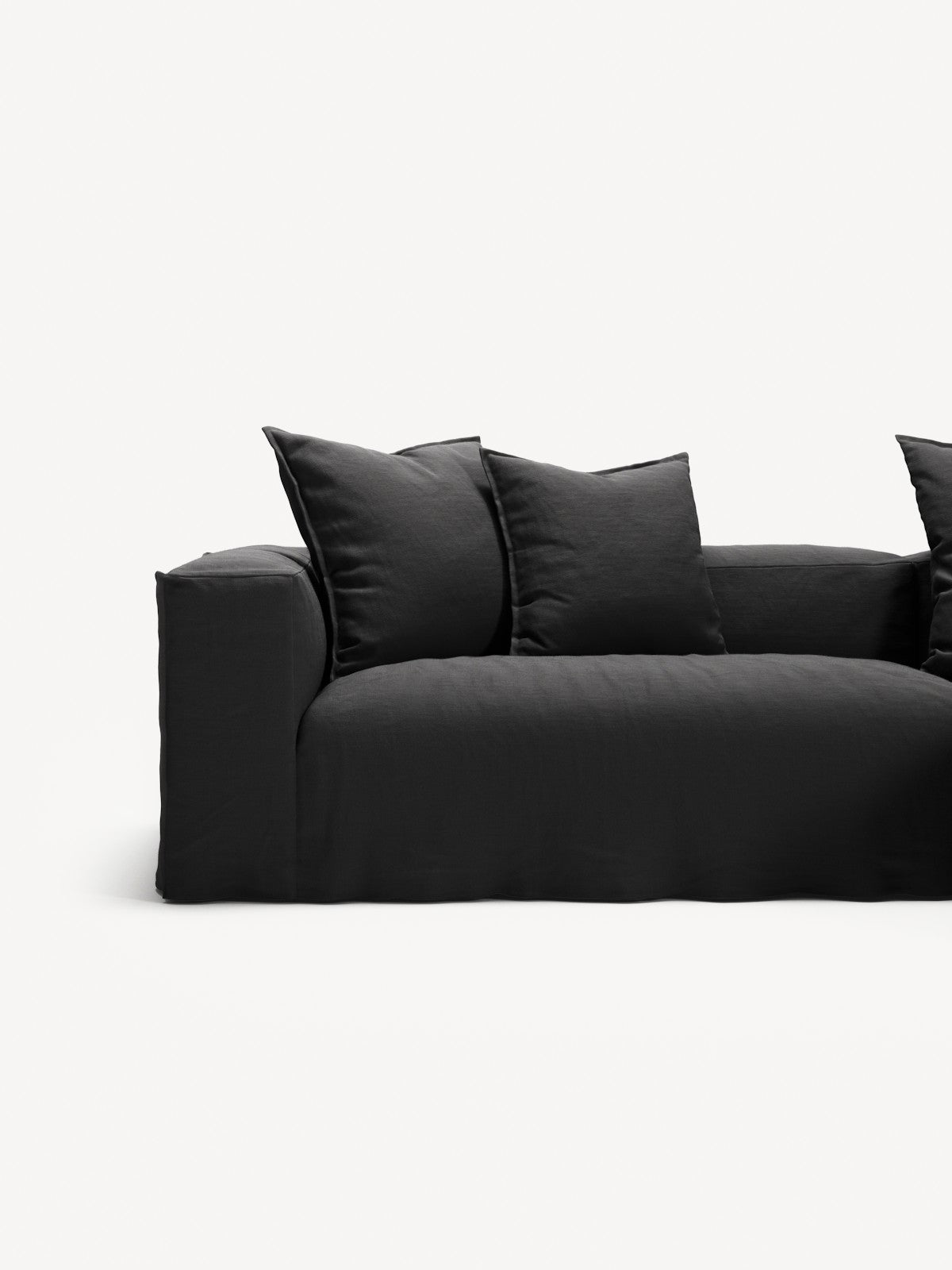 NOMAD - 3 Seater with Chaise Lounge - Right - Pure Linen Dark Charcoal