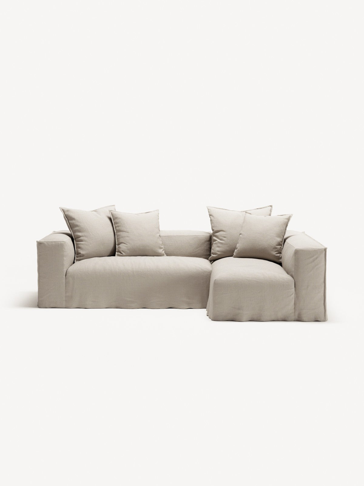 NOMAD - 3 Seater with Chaise Lounge - Right - Pure Linen Off-White