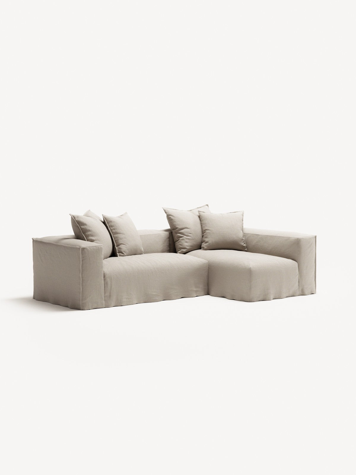 NOMAD - 3 Seater with Chaise Lounge - Right - Pure Linen Off-White