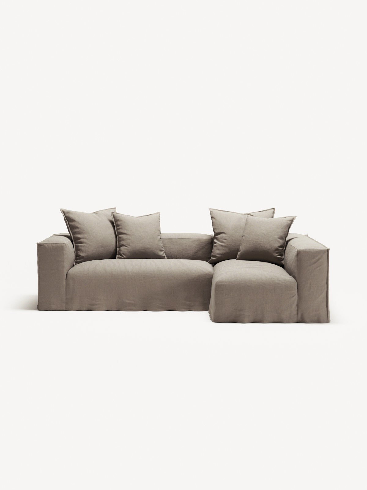 NOMAD - 3 Seater with Chaise Lounge - Right - Pure Linen Pale Gray
