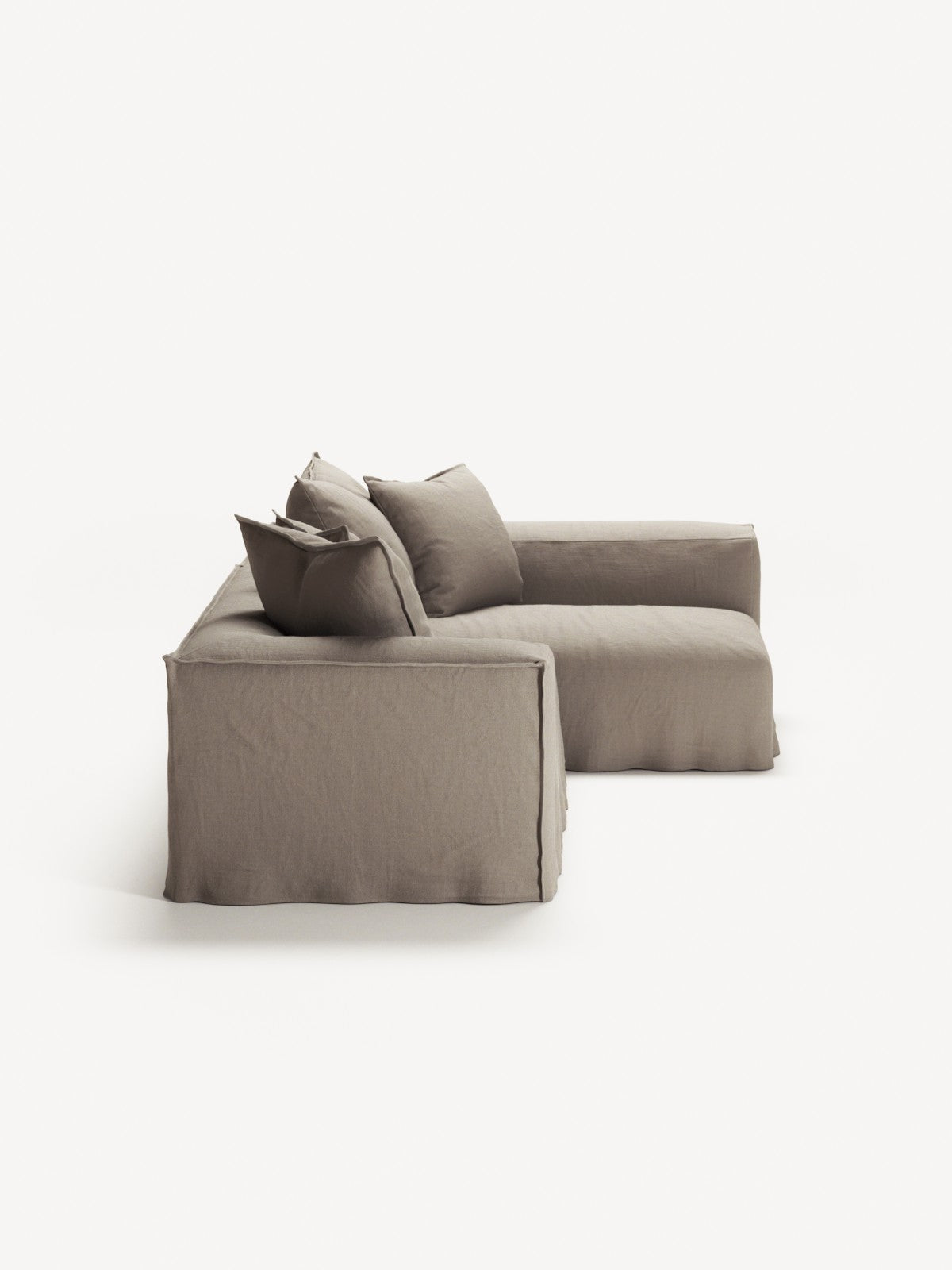 NOMAD - 3 Seater with Chaise Lounge - Right - Pure Linen Pale Gray
