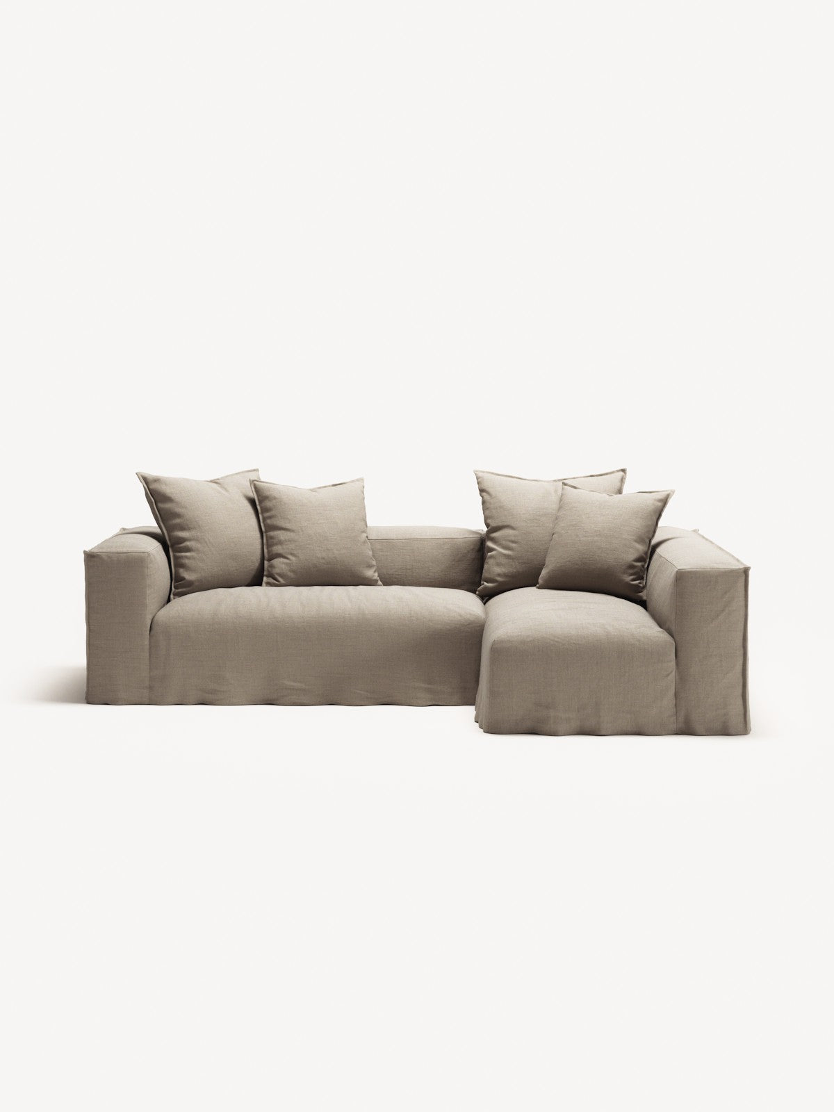 NOMAD - 3 Seater with Chaise Lounge - Right - Pure Linen Sandy Beige