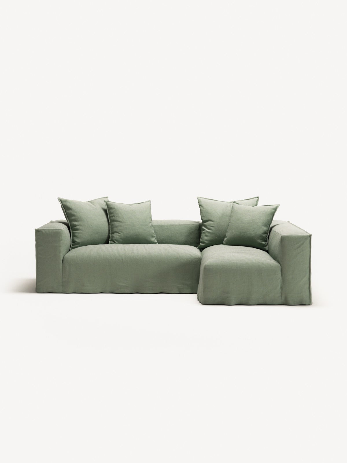 NOMAD - 3 Seater with Chaise Lounge - Right - Pure Linen Vivid Green