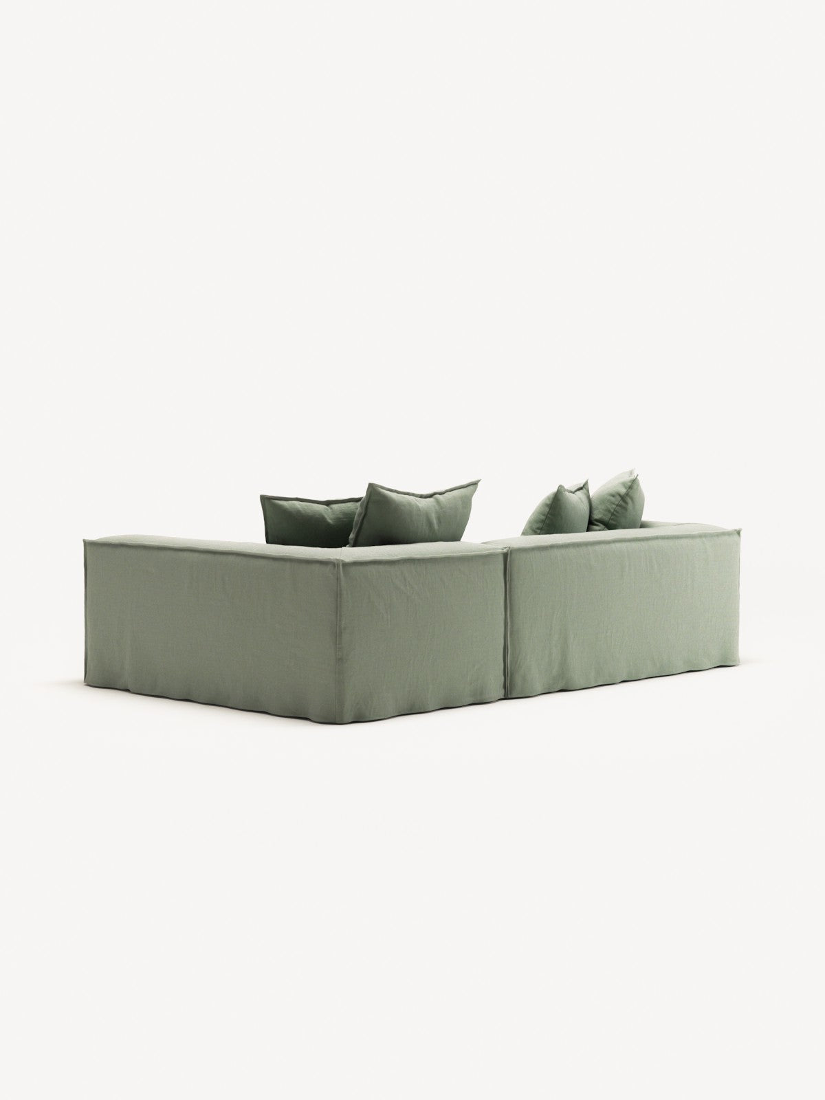 NOMAD - 3 Seater with Chaise Lounge - Right - Pure Linen Vivid Green