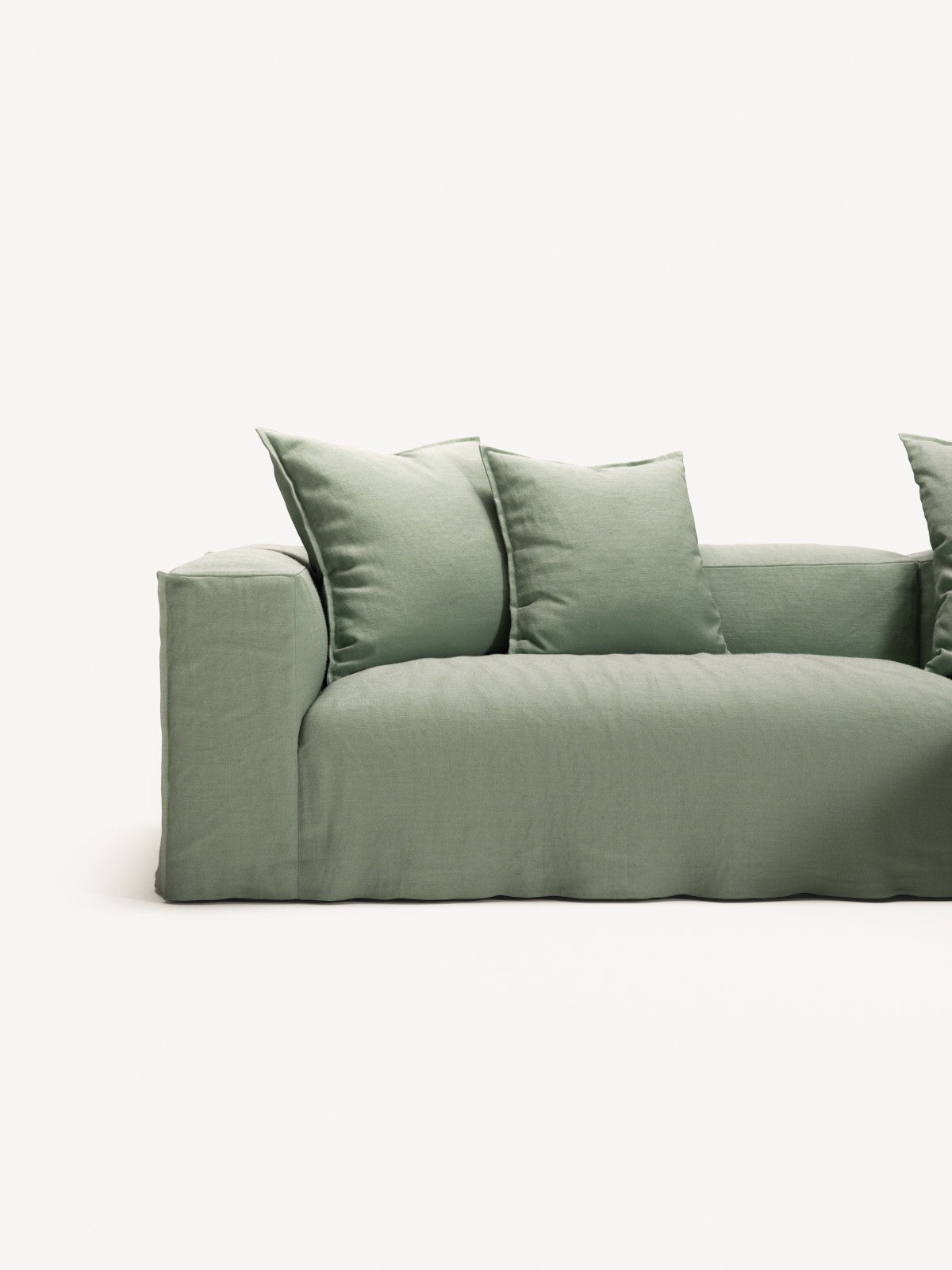 NOMAD - 3 Seater with Chaise Lounge - Right - Pure Linen Vivid Green