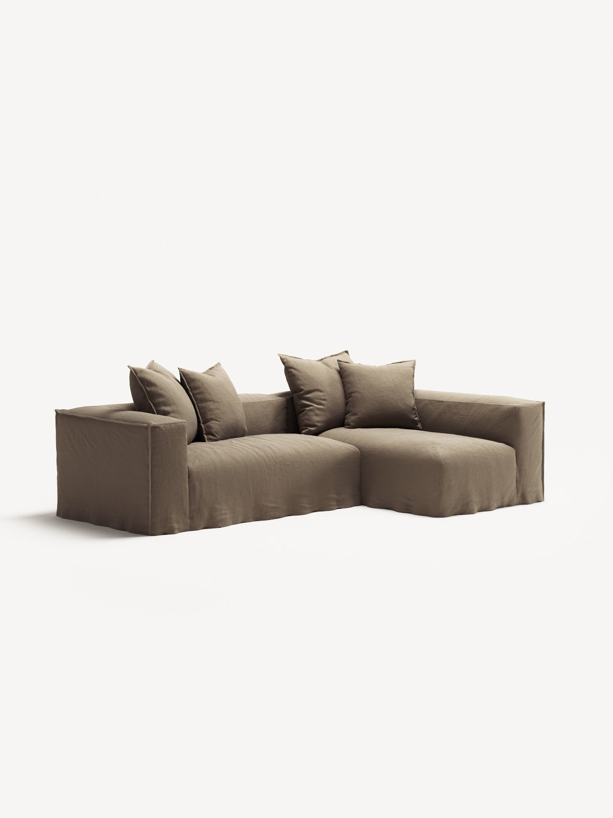 NOMAD - 3 Seater with Chaise Lounge - Right - Pure Linen Natural