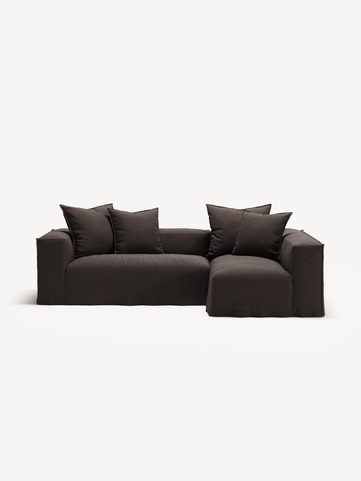 NOMAD - 3 Seater with Chaise Lounge - Right - Pure Linen Truffle Brown