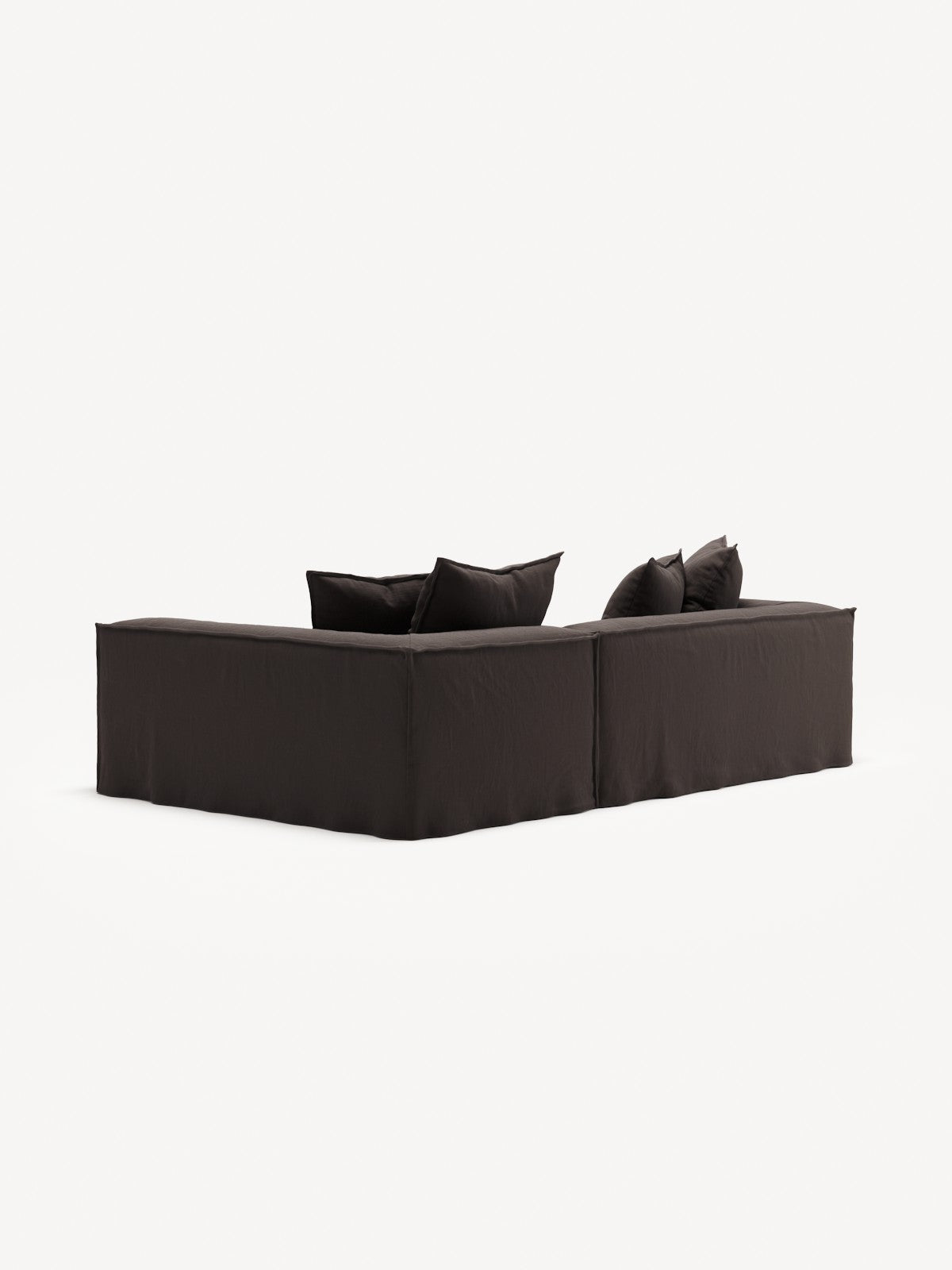NOMAD - 3 Seater with Chaise Lounge - Right - Pure Linen Truffle Brown