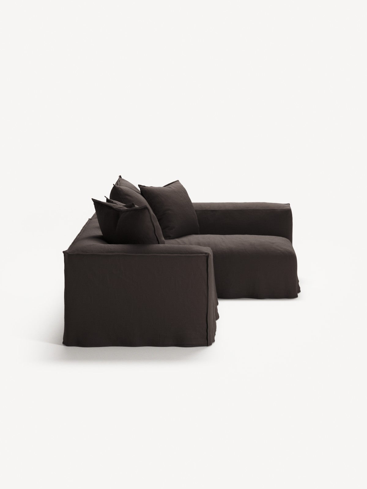 NOMAD - 3 Seater with Chaise Lounge - Right - Pure Linen Truffle Brown
