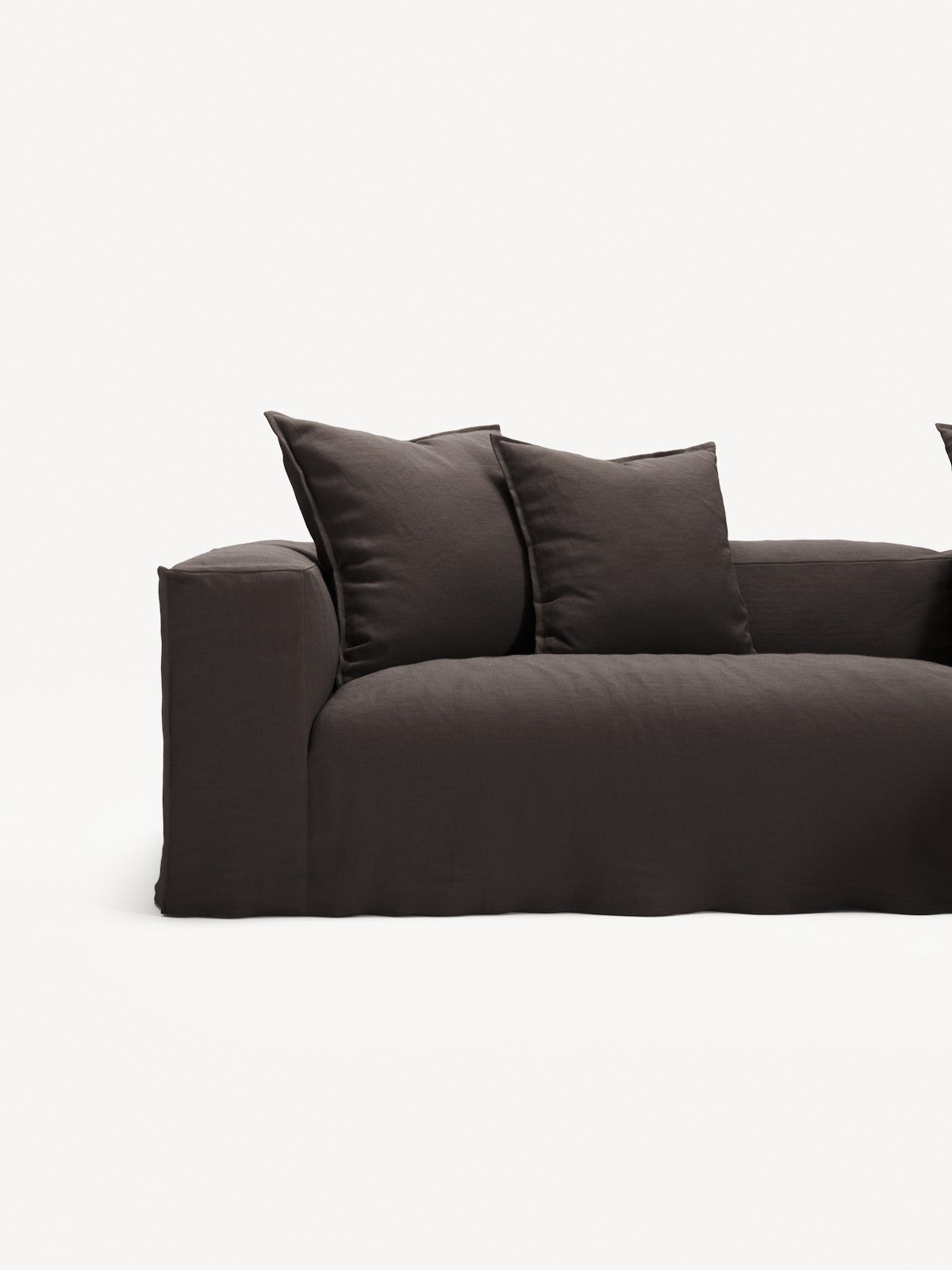 NOMAD - 3 Seater with Chaise Lounge - Right - Pure Linen Truffle Brown