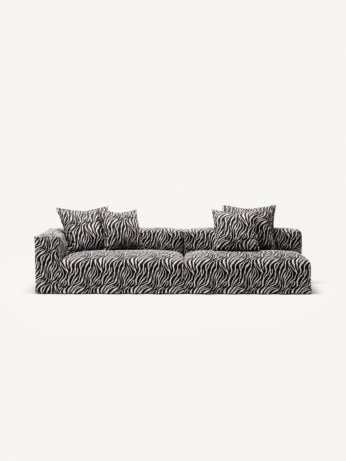 NOMAD - 3 Seat with open end - Right - Chenille Jacquard Zebra Black White