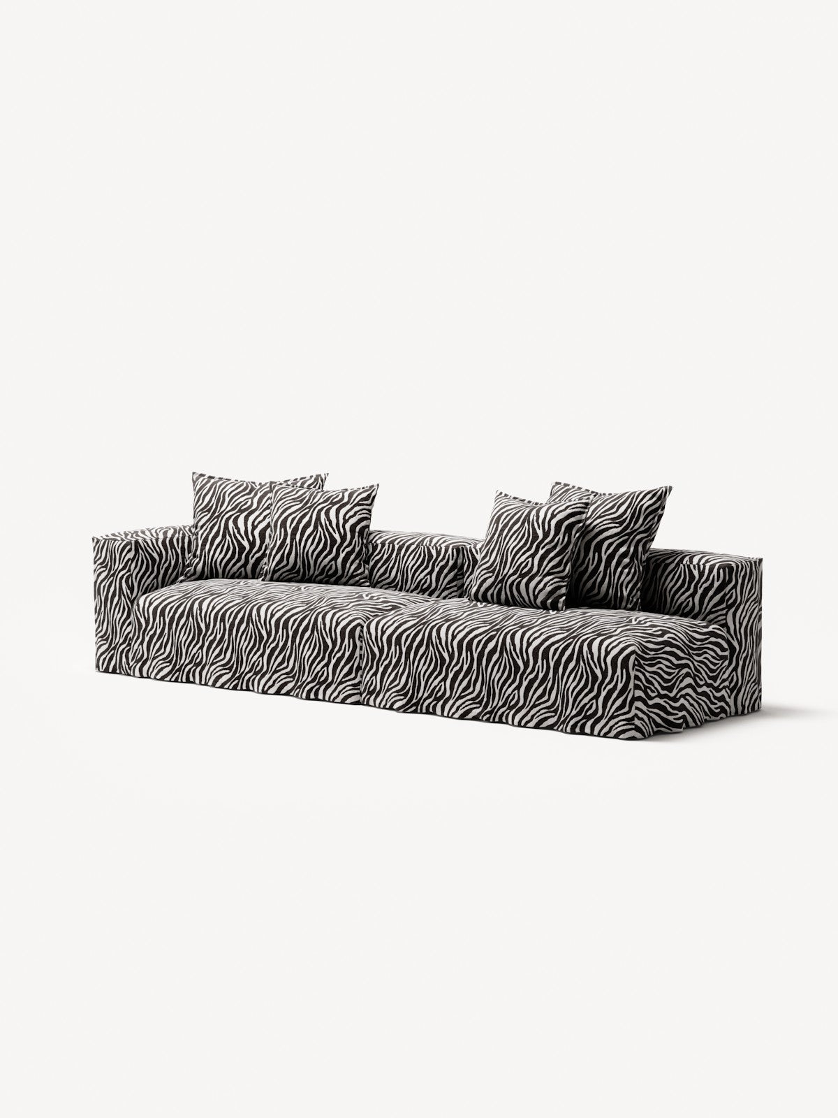NOMAD - 3 Seat with open end - Right - Chenille Jacquard Zebra Black White