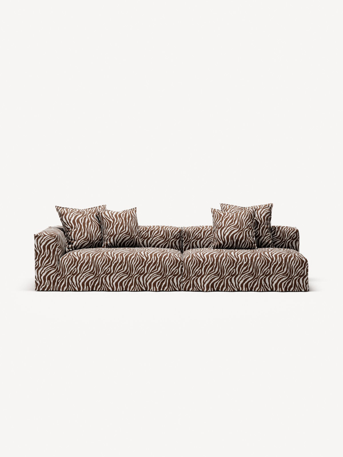 NOMAD - 3 Seat with open end - Right - Chenille Jacquard Zebra Brown White
