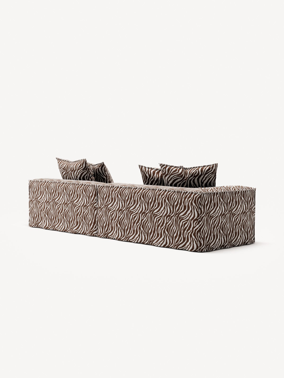 NOMAD - 3 Seat with open end - Right - Chenille Jacquard Zebra Brown White