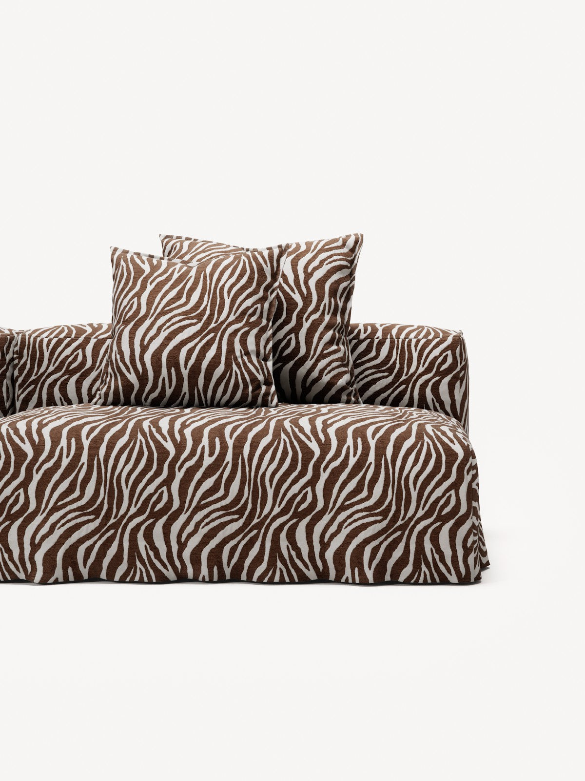 NOMAD - 3 Seat with open end - Right - Chenille Jacquard Zebra Brown White