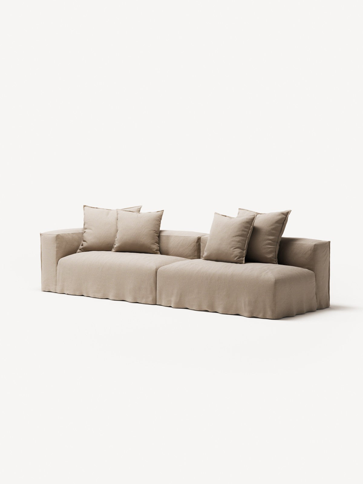 NOMAD - 3 Seat with open end - Right - Brushed Cotton Sandy Beige