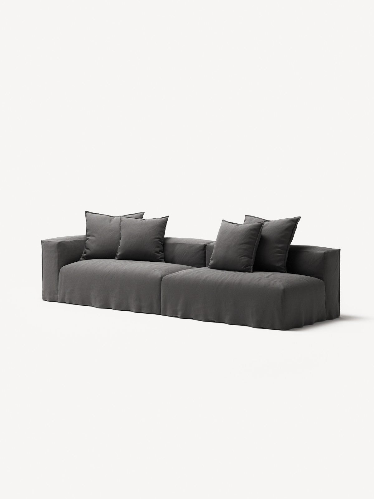 NOMAD - 3 Seat with open end - Right - Brushed Cotton Dark Gray