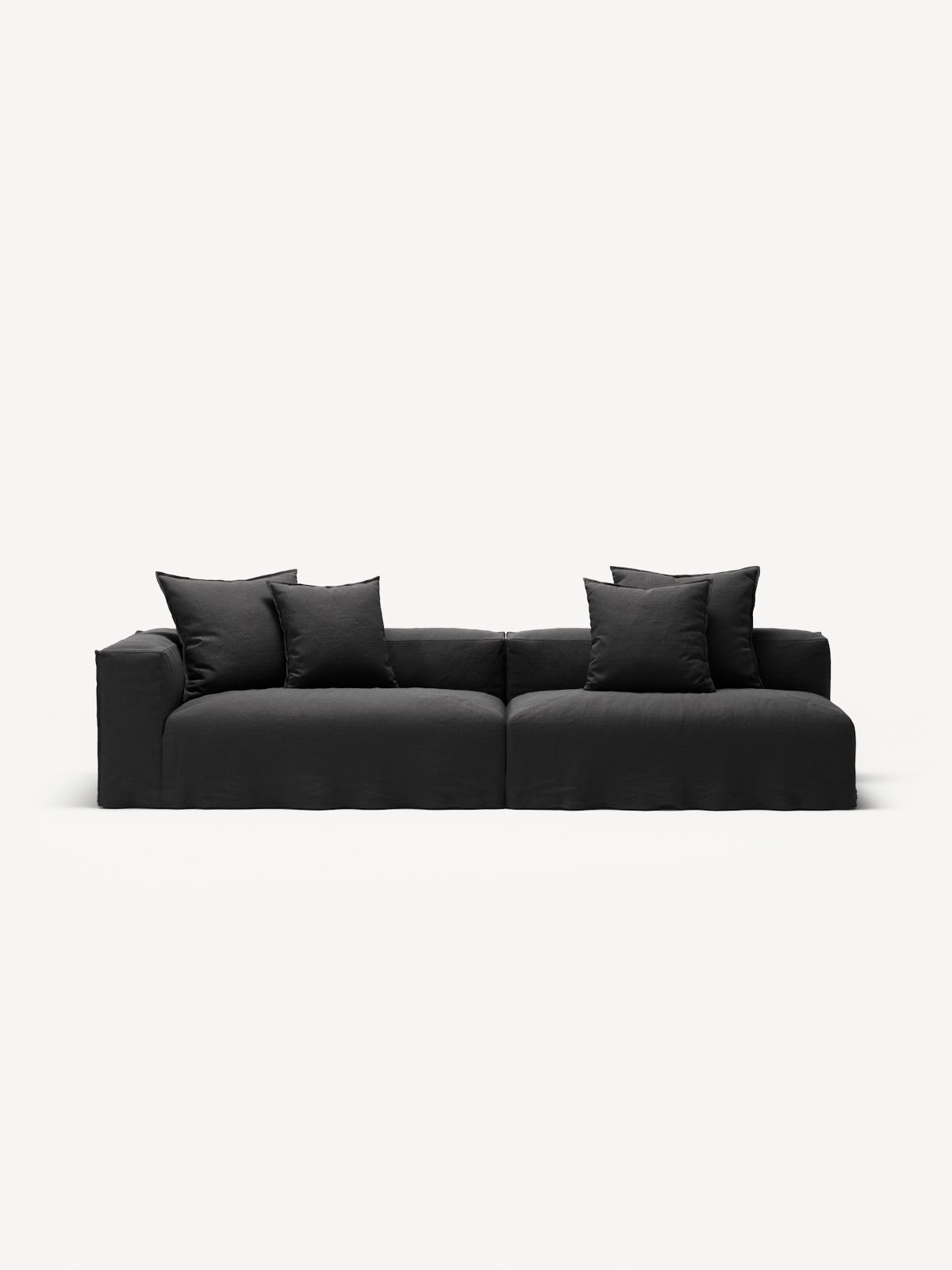 NOMAD - 3 Seat with open end - Right - Pure Linen Dark Charcoal