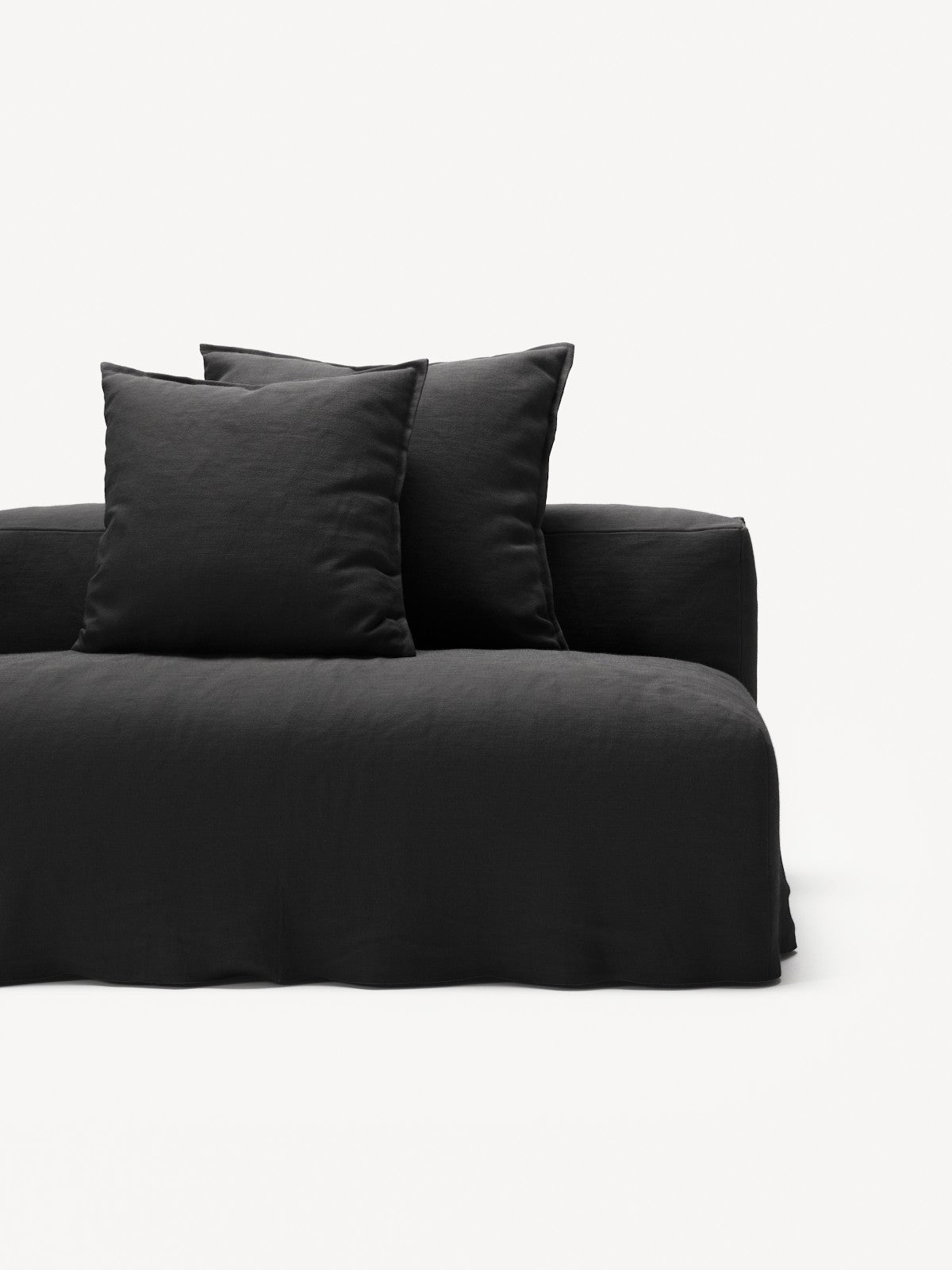 NOMAD - 3 Seat with open end - Right - Pure Linen Dark Charcoal