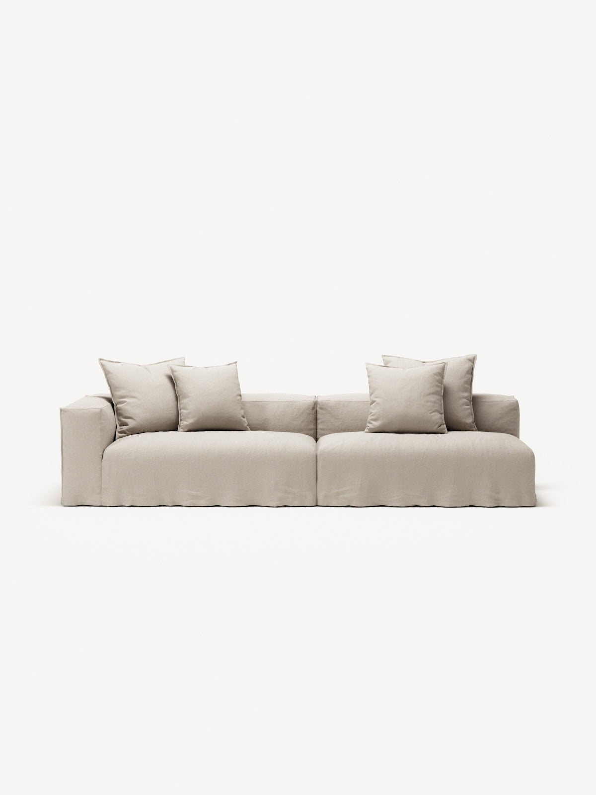 NOMAD - 3 Seat with open end - Right - Pure Linen Off-White