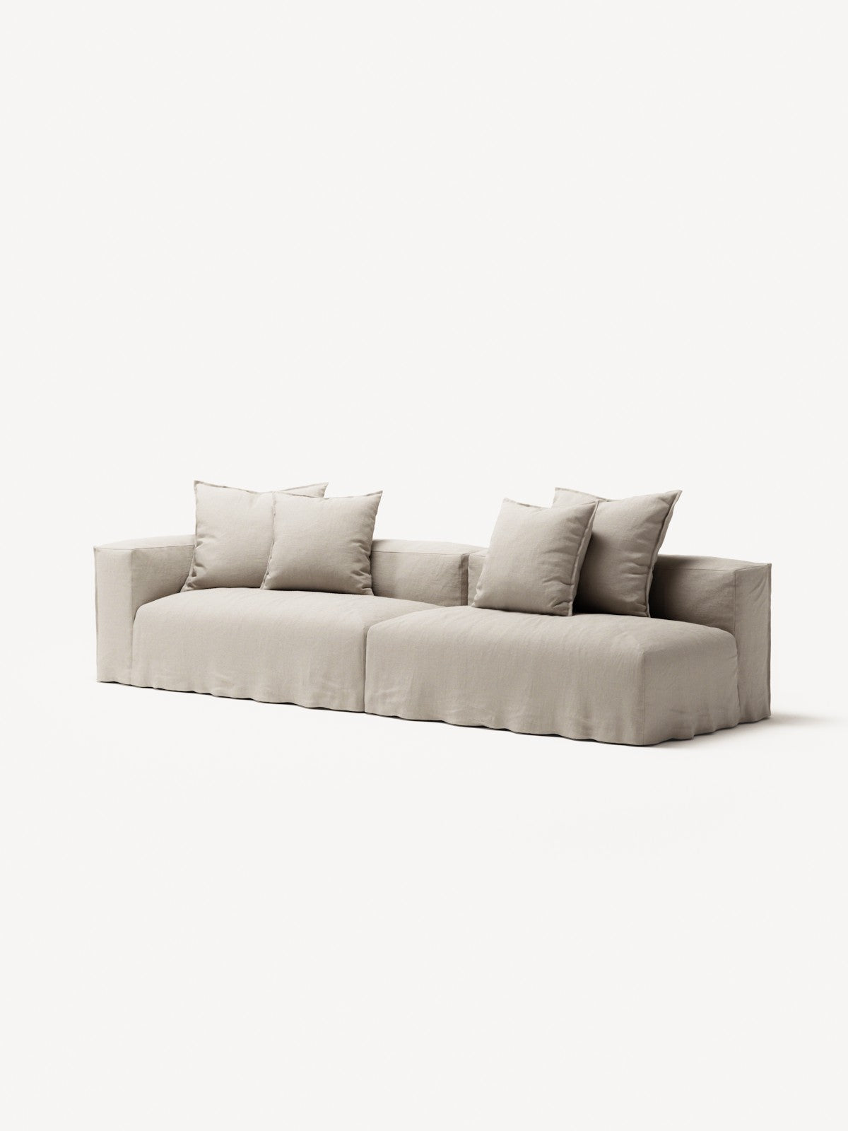 NOMAD - 3 Seat with open end - Right - Pure Linen Off-White