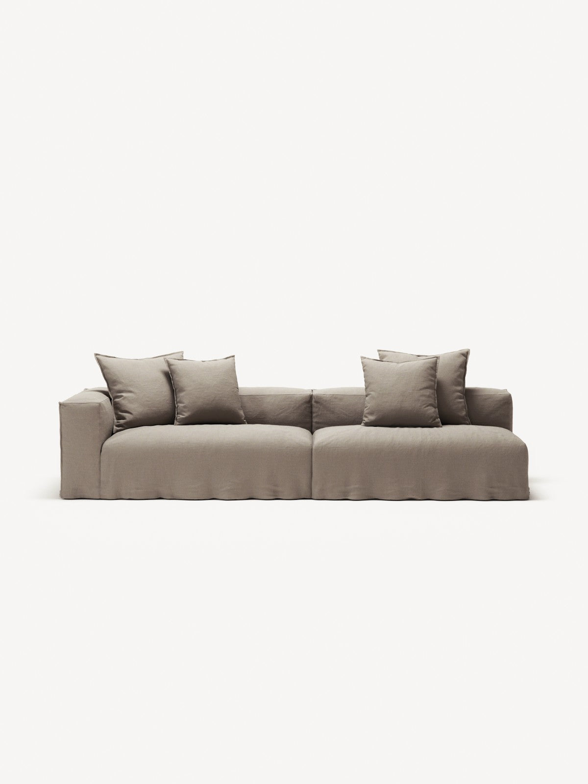 NOMAD - 3 Seat with open end - Right - Pure Linen Pale Gray