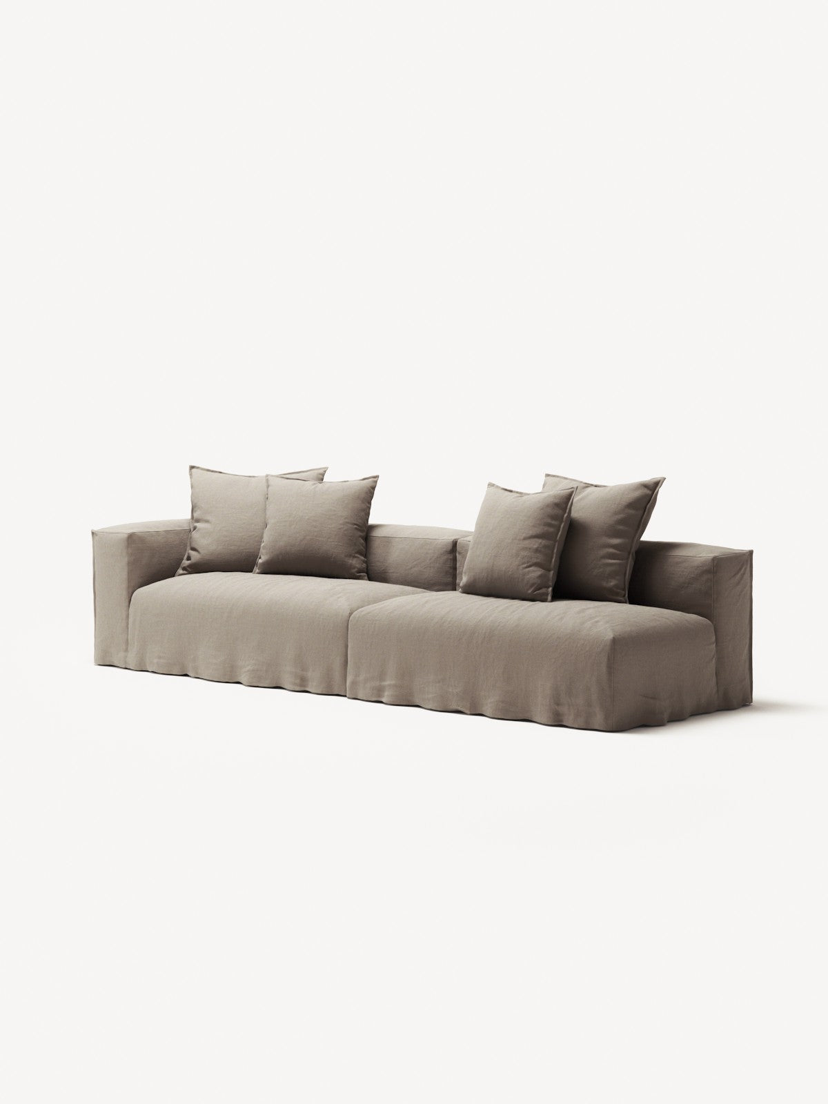 NOMAD - 3 Seat with open end - Right - Pure Linen Pale Gray