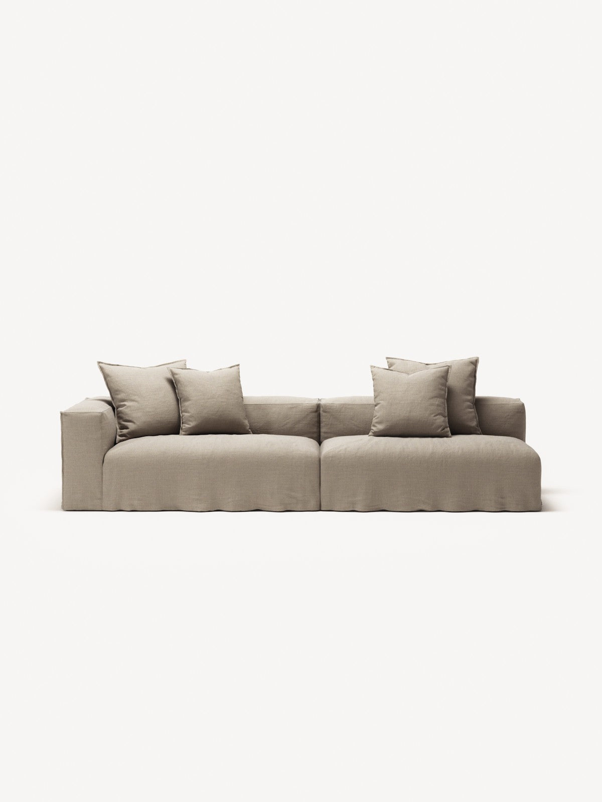 NOMAD - 3 Seat with open end - Right - Pure Linen Sandy Beige