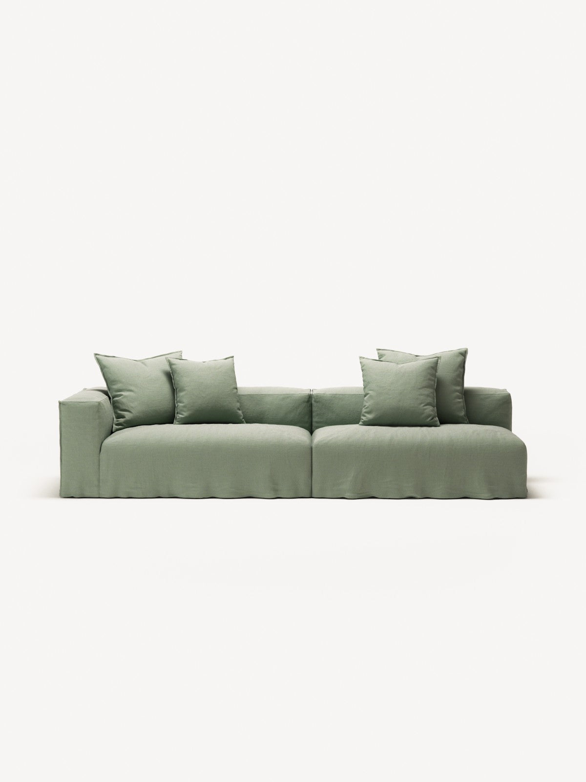 NOMAD - 3 Seat with open end - Right - Pure Linen Vivid Green