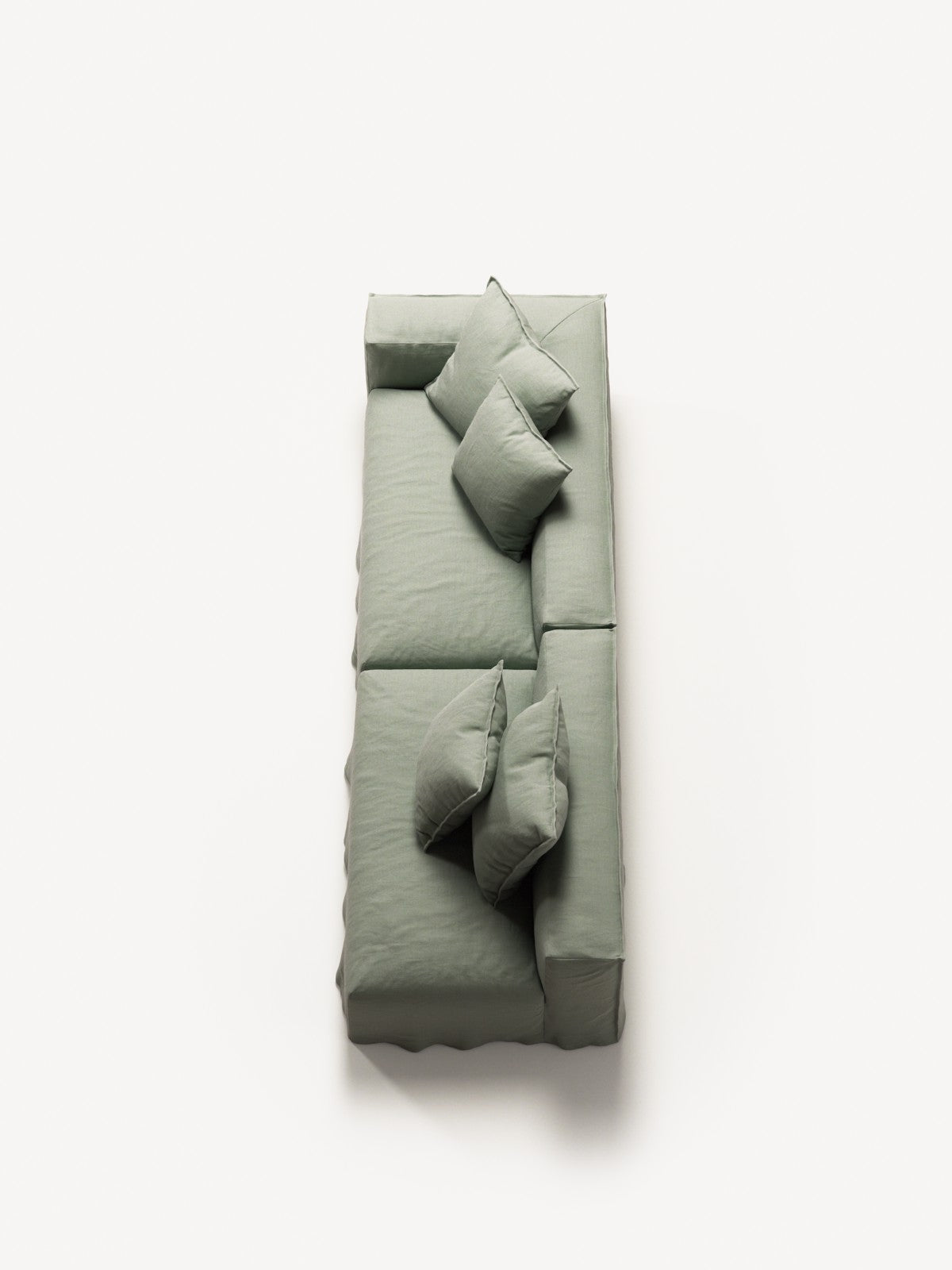 NOMAD - 3 Seat with open end - Right - Pure Linen Vivid Green