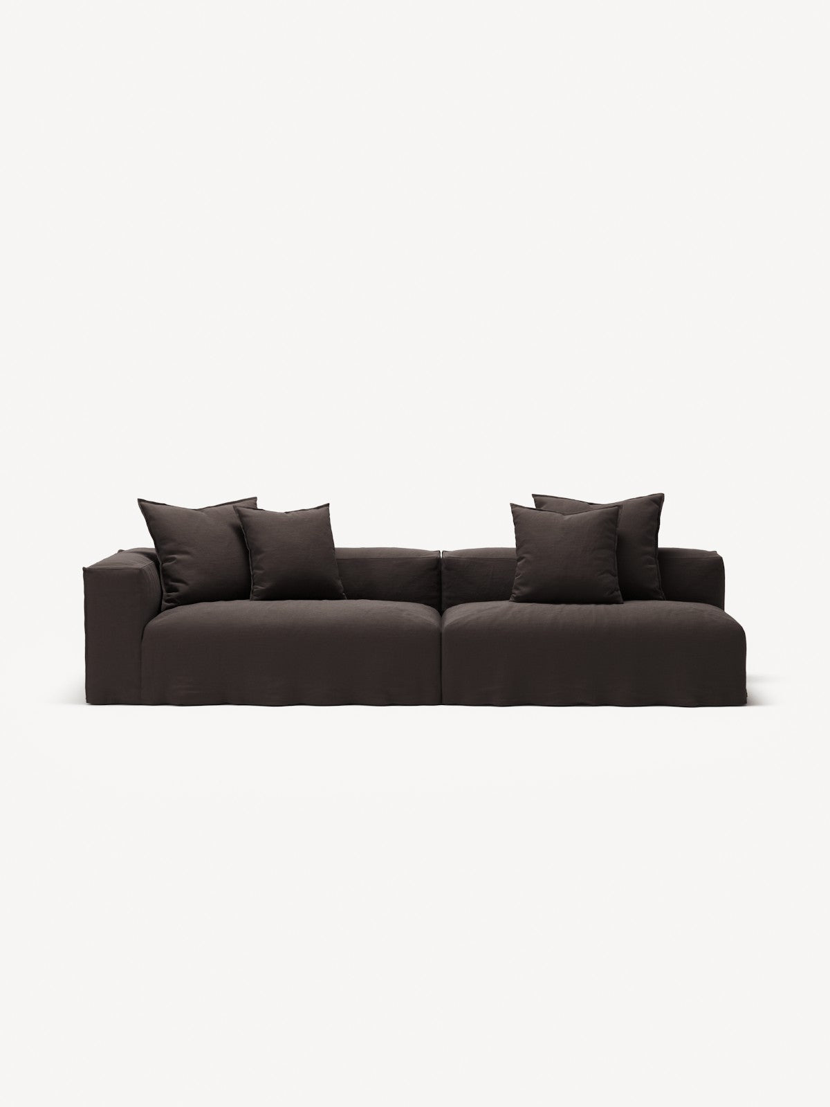NOMAD - 3 Seat with open end - Right - Pure Linen Truffle Brown