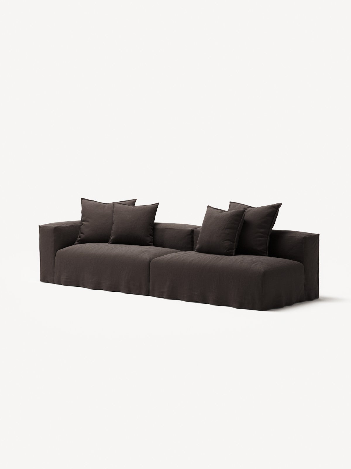 NOMAD - 3 Seat with open end - Right - Pure Linen Truffle Brown