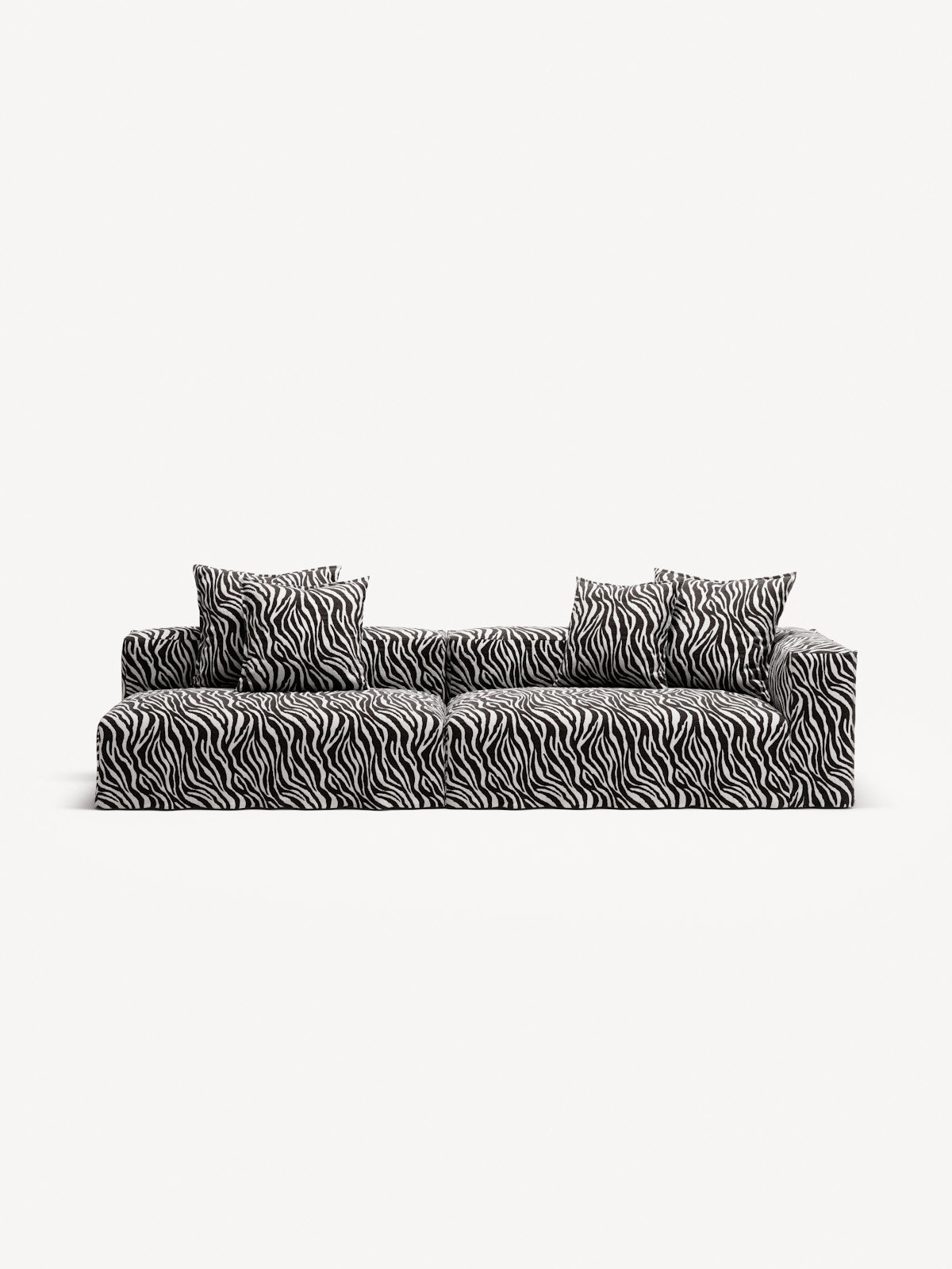 NOMAD - 3 Seat with open end - Left - Chenille Jacquard Zebra Black White