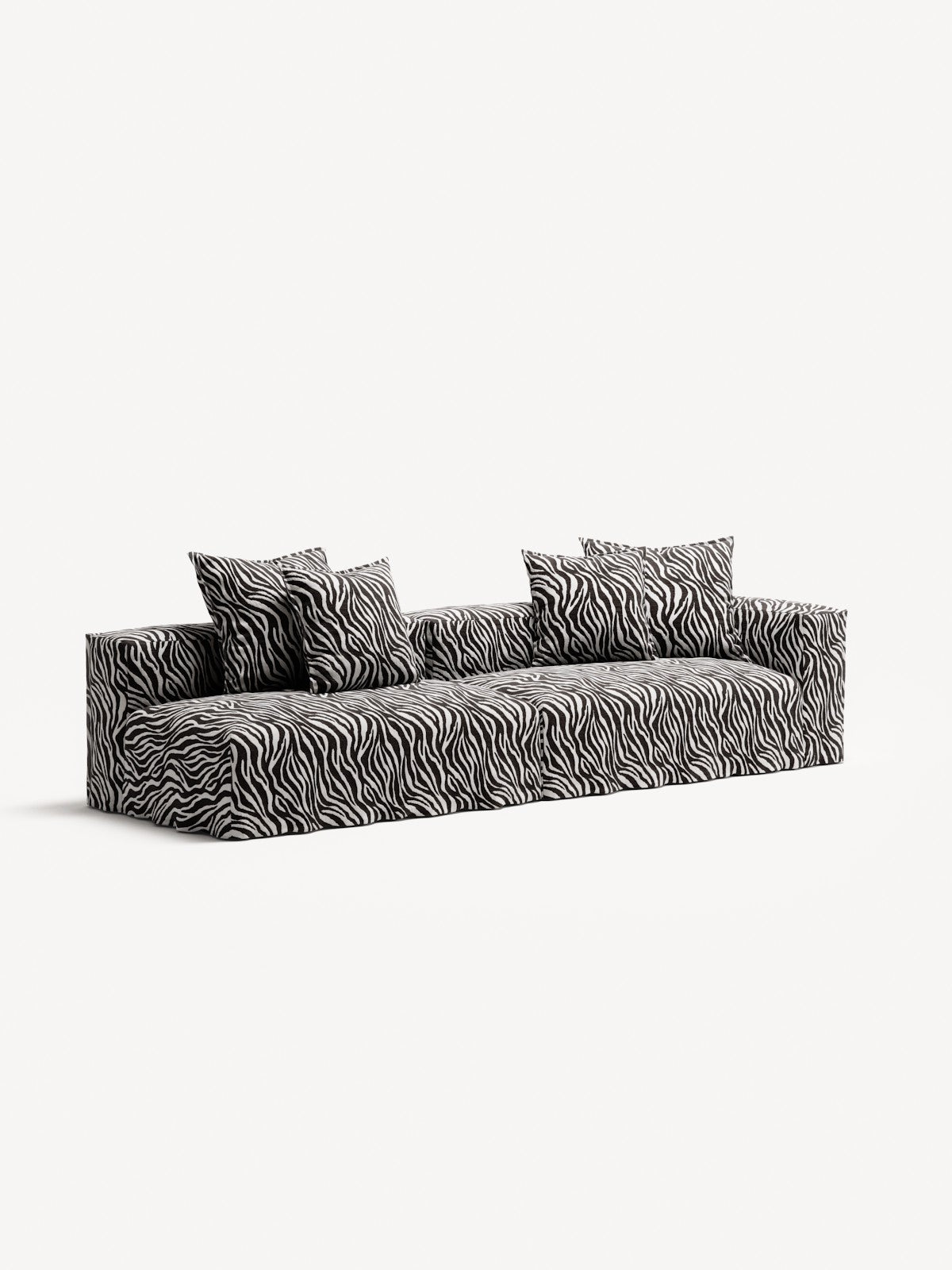 NOMAD - 3 Seat with open end - Left - Chenille Jacquard Zebra Black White